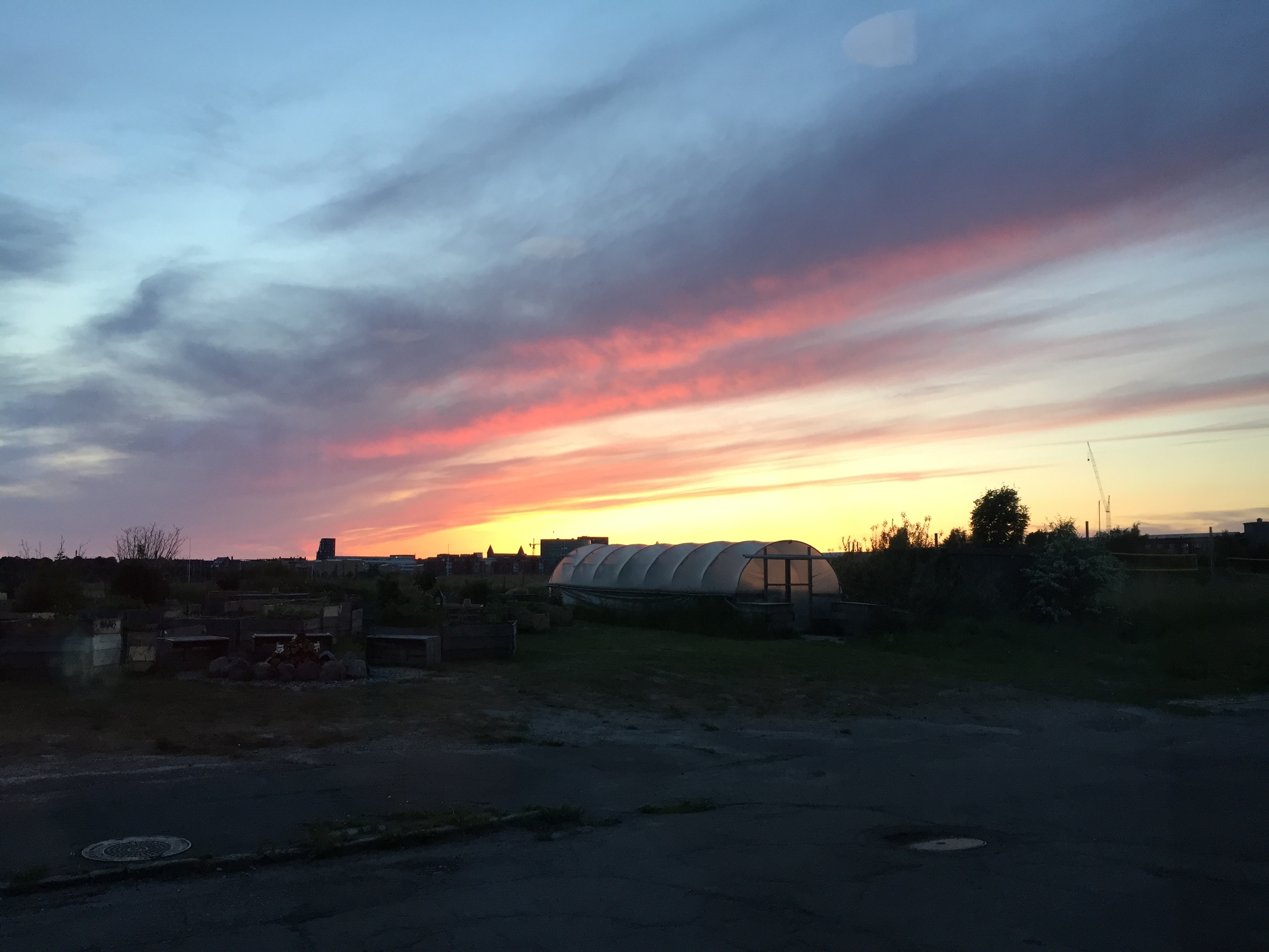 Sunset at 10 pm at Amass, a farm-to-table restaurant