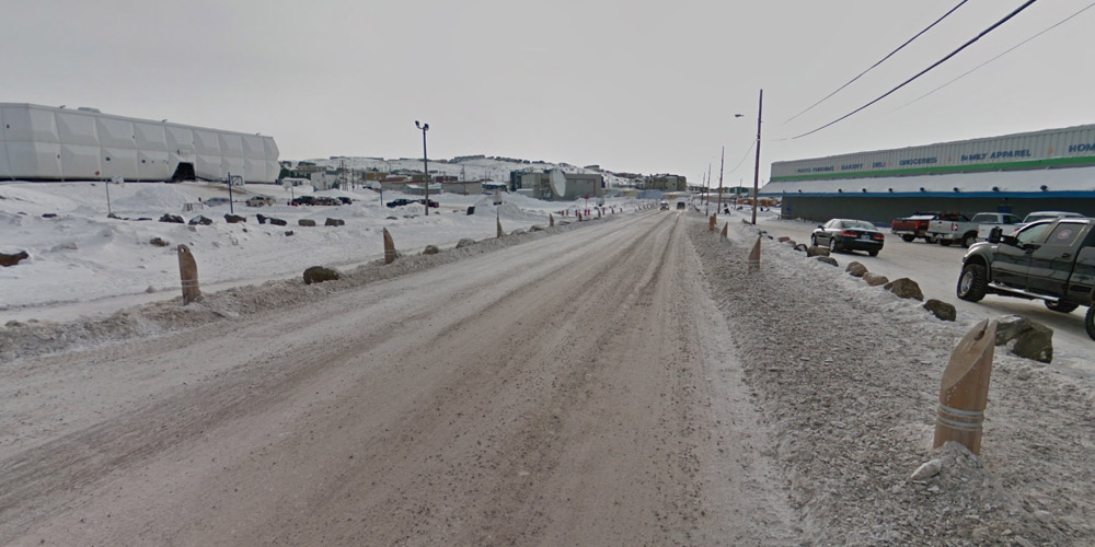 Those  posts  are a pedestrain's only protection. Image from  Google Street View .