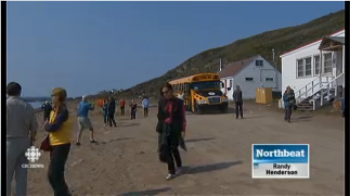 Stopping on the beach for a stretch and photos...and the CBC.