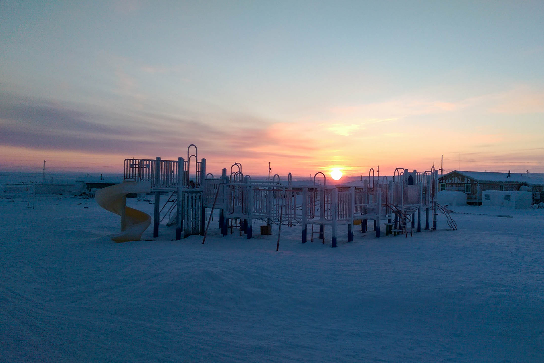 With Igloolik situated above the Arctic Circle, the community doesn't see the sun for part of the winter. Here is the first sunrise of 2015, which occurred on January 15. Photo by Denis Thibeault.