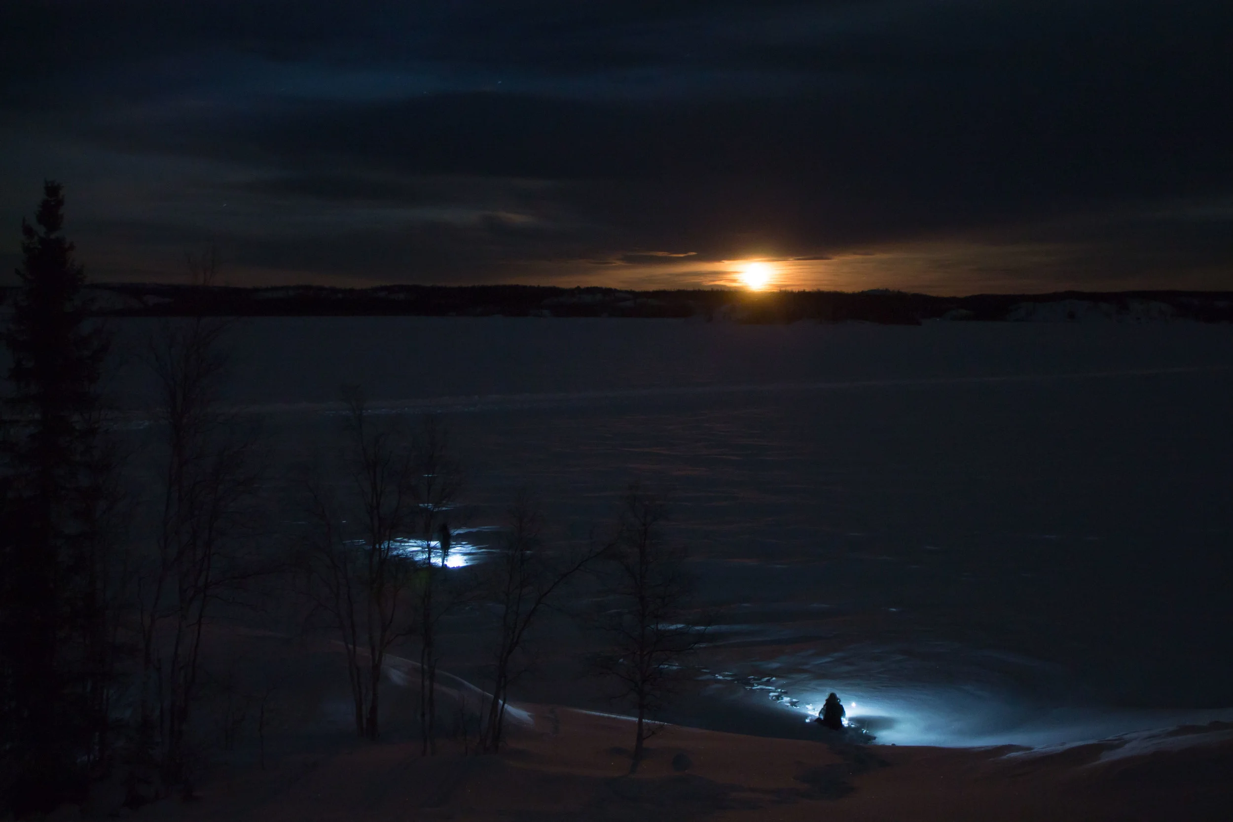Tobogganing in the dark. Photo by Sara Statham.