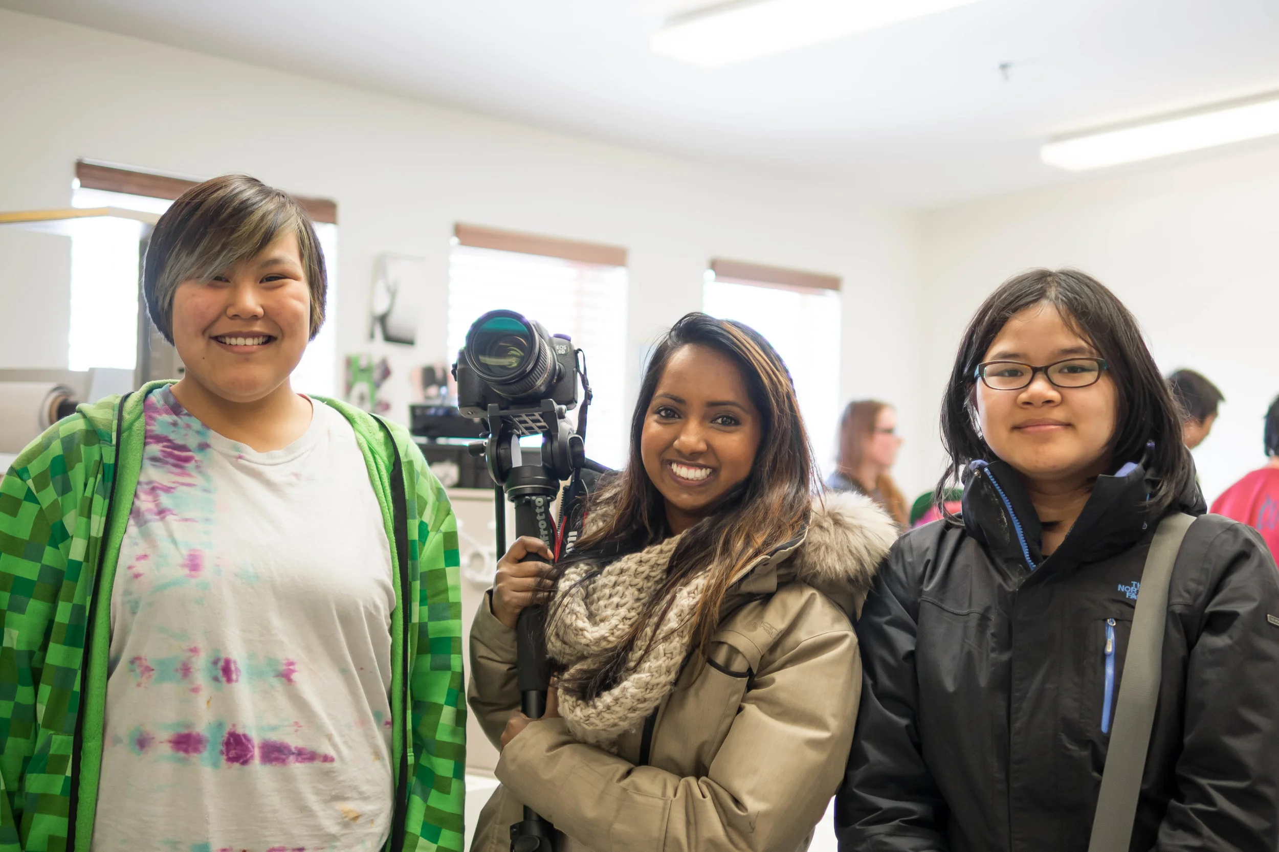 Look at those smiles! Three of the Character Animation Workshop participants. Ages unknown. Photo by Anubha.