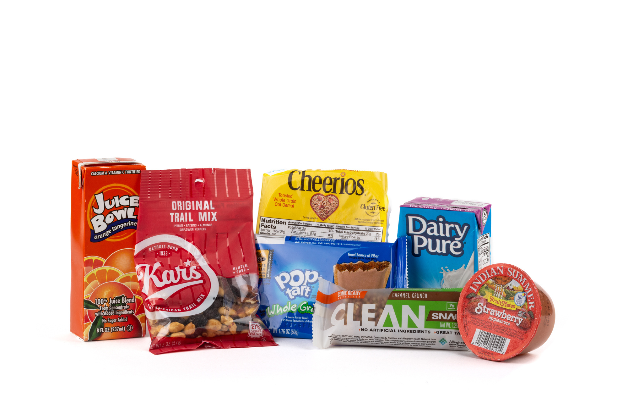 HSSB7 - Shelf Stable Breakfast Heart Honey Oat NAPA 897001E623480 Cheerios Cereal Milk 1% LF White Shelf Stable Applesauce Strawberry Pop Tart LF Frosted Brown Sugar Cinnamon Bar Carmel Crunch Snack Trail Mix Original Orange Tangerine Juice
