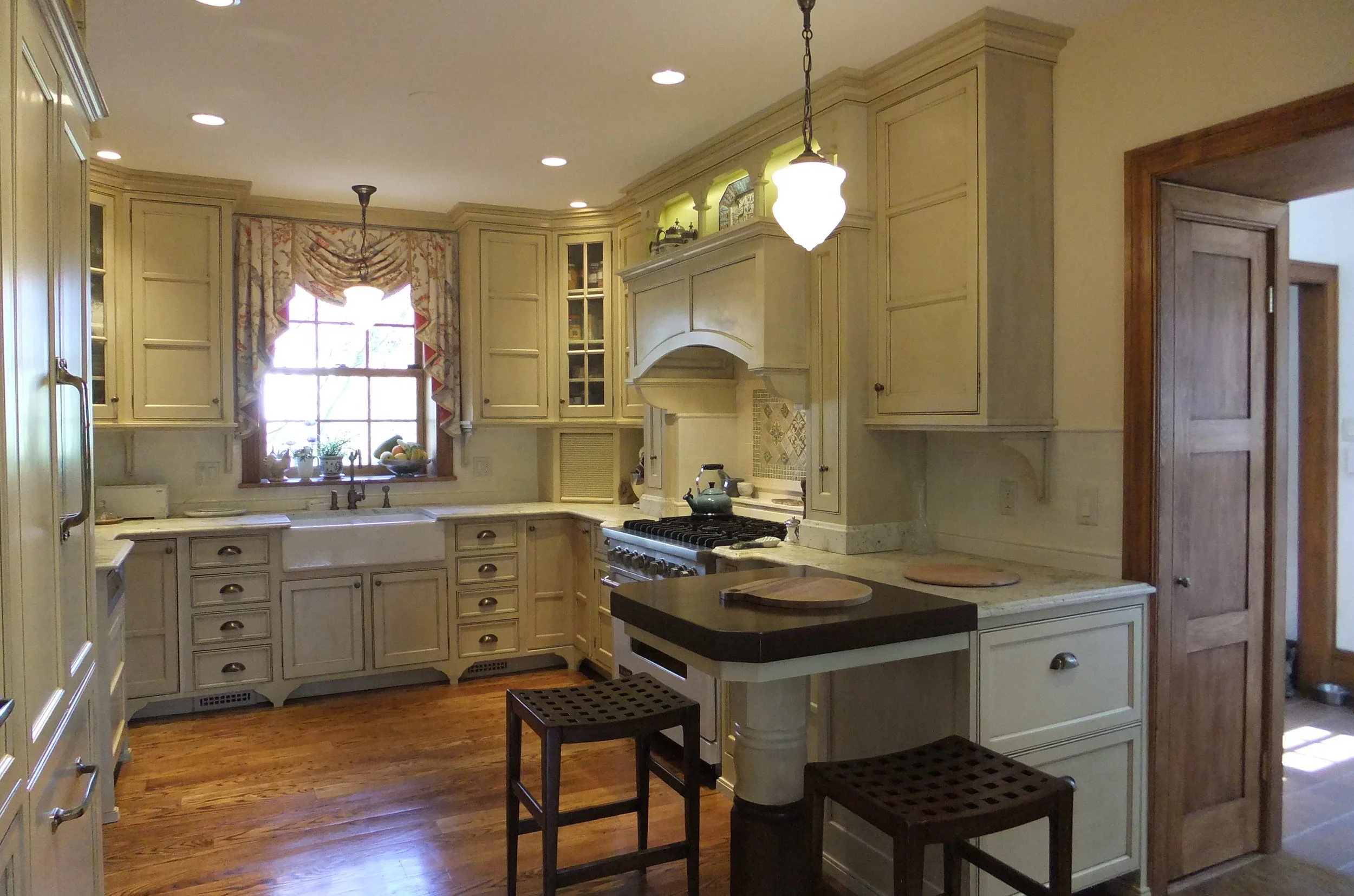  Kitchen remodel with custom wood cabinets for a Georgian home in Ardmore PA. 