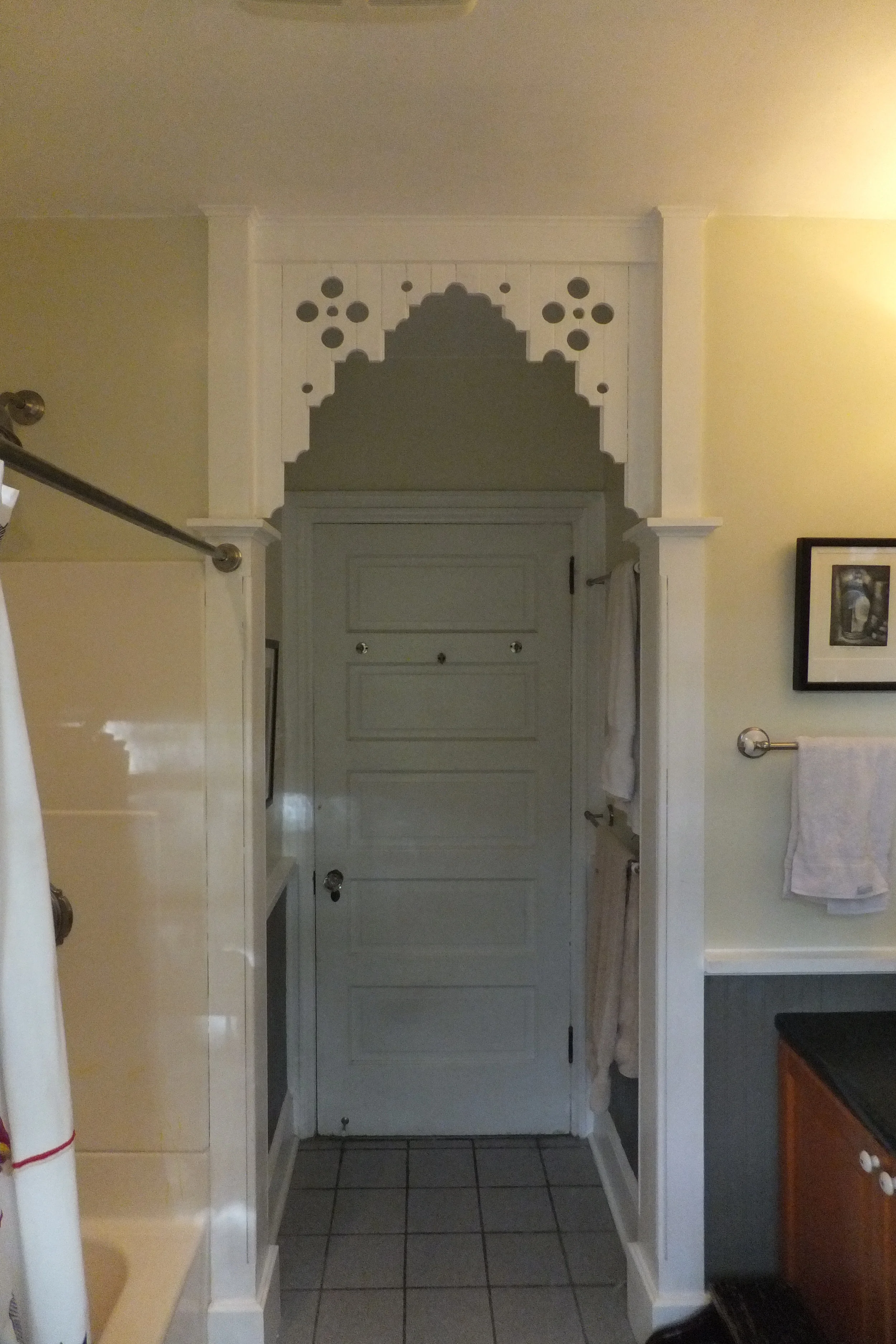  Custom wood archway. 