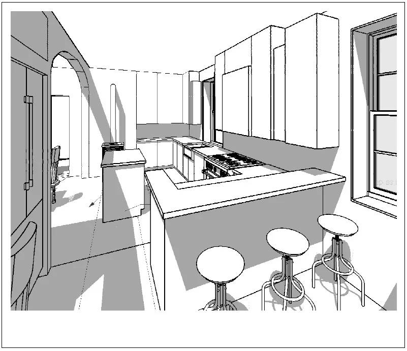 A fast massing model sketch of one of the proposed design solutions.