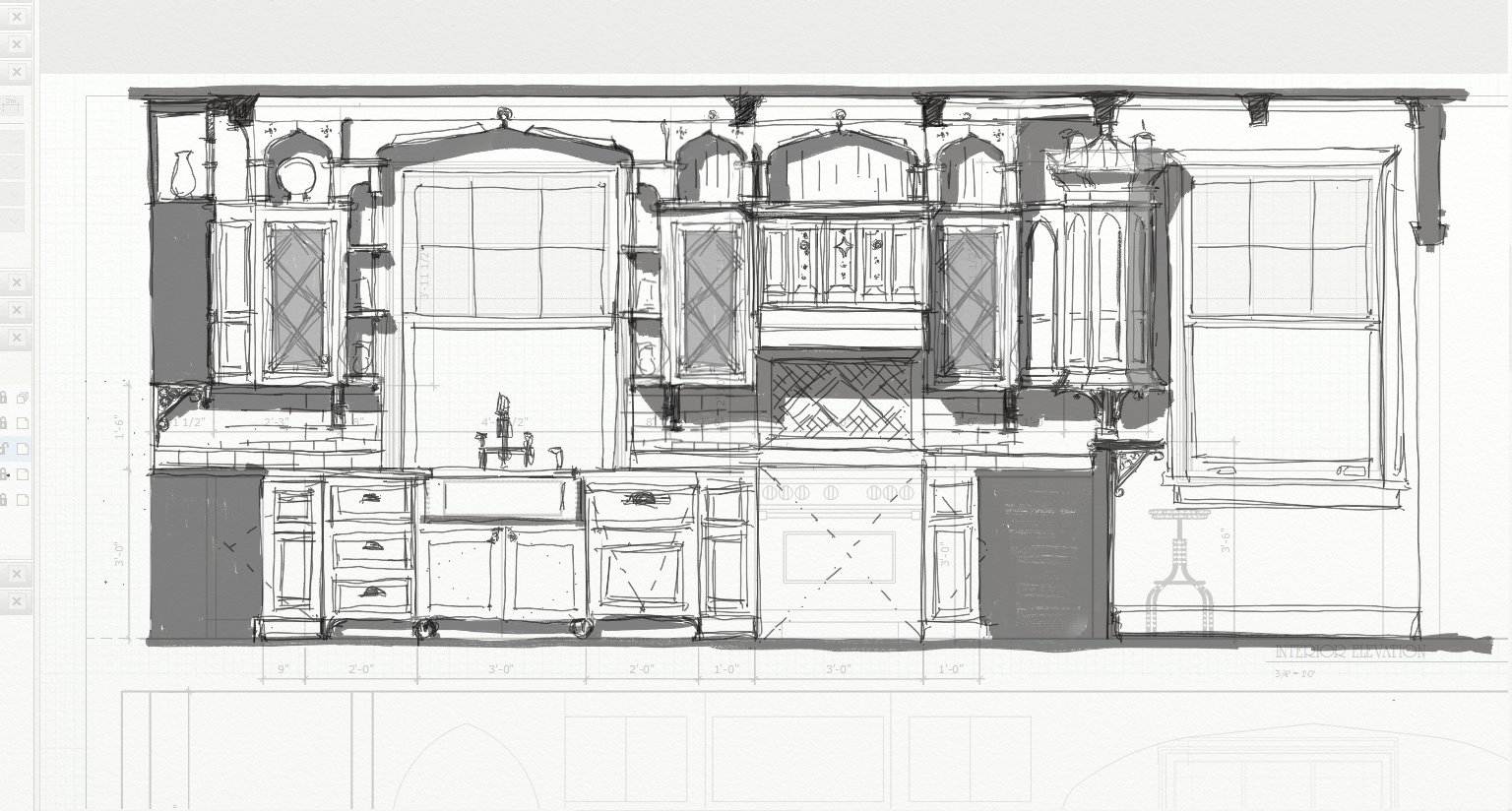 Kitchen design sketches