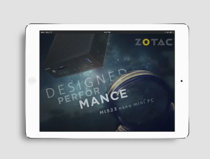 Created pop-up ads for Zotac computer parts