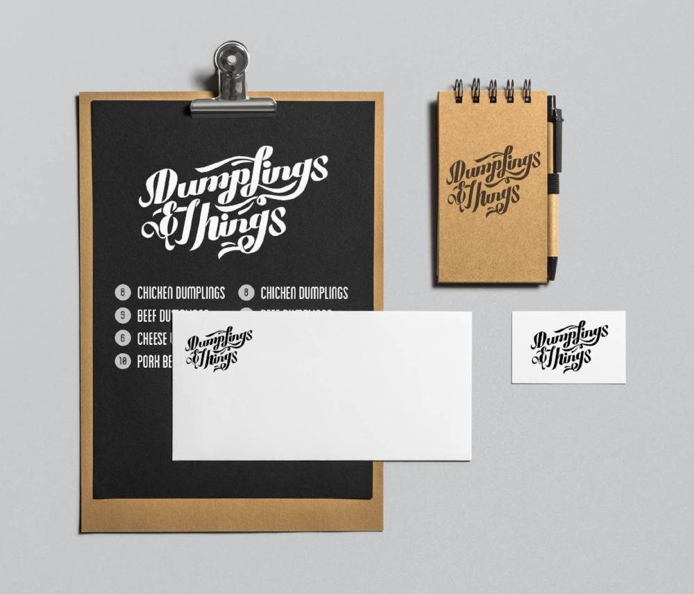  Concepted and designed a logo, look and feel for Dumplings and Things. 