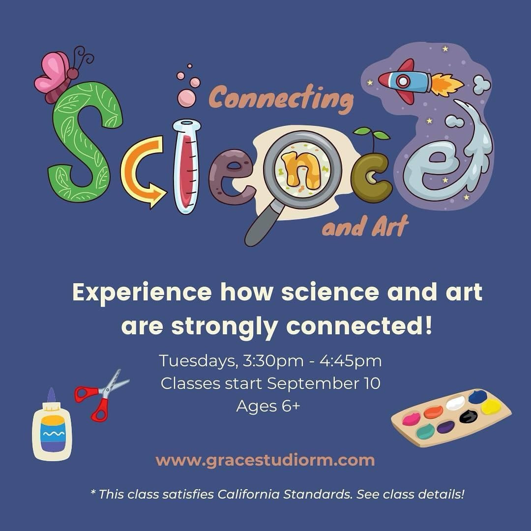 Join us weekday afternoons for some science AND art at Grace Studio!

Kids will learn about the environment and recycled art, the earth&rsquo;s climate through collage, how animals adapt while creating a mixed media project, the cyanotype process, an
