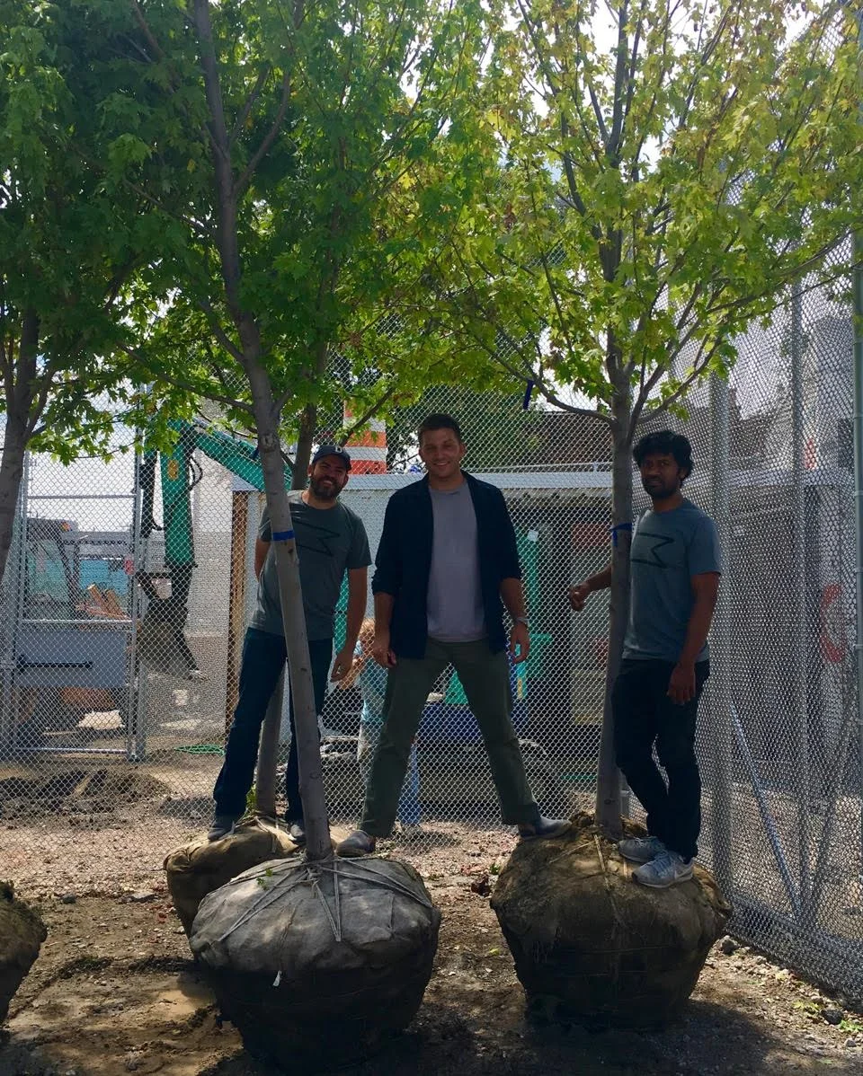 Chef Brad Greenhill (TAKOI and MAGNET), PK and Ish planting trees at TAKOI.