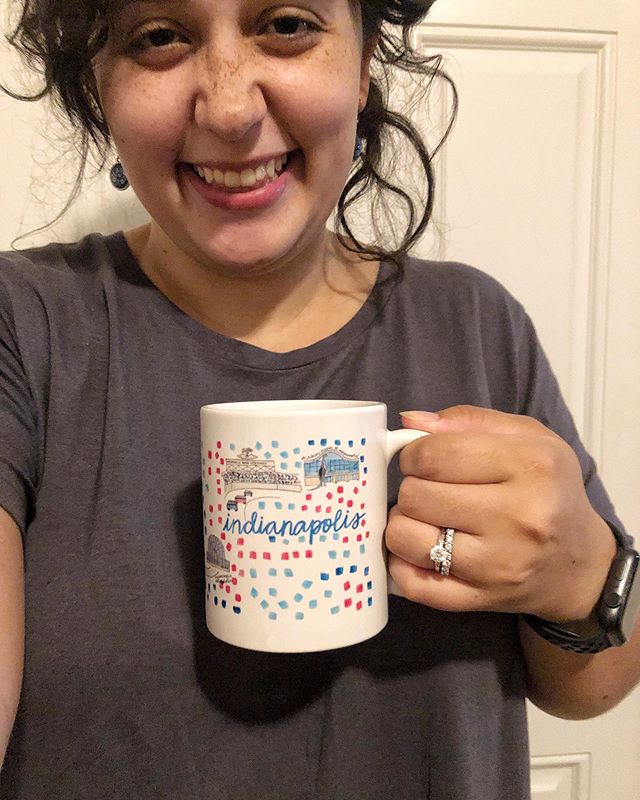 Delaying packing up over 50 boxes by drinking wine out of my new mug 📦🥰