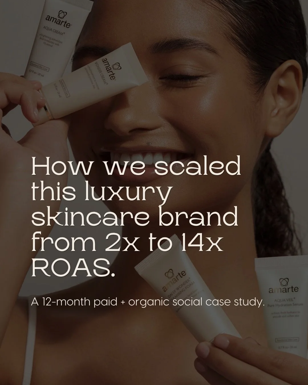 We took Amarte from a cold paid account to a 12-month campaign ecosystem running 2x to 14x ROAS &mdash; on a premium SKU, with creative that protects the brand instead of cheapening it. 

After 18 months, we added 8,000 followers without diluting a s
