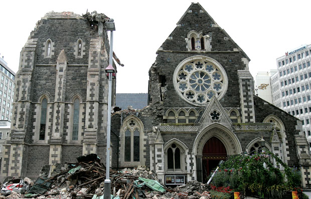 Christchurch Cathedral after the 2011 Earthquake