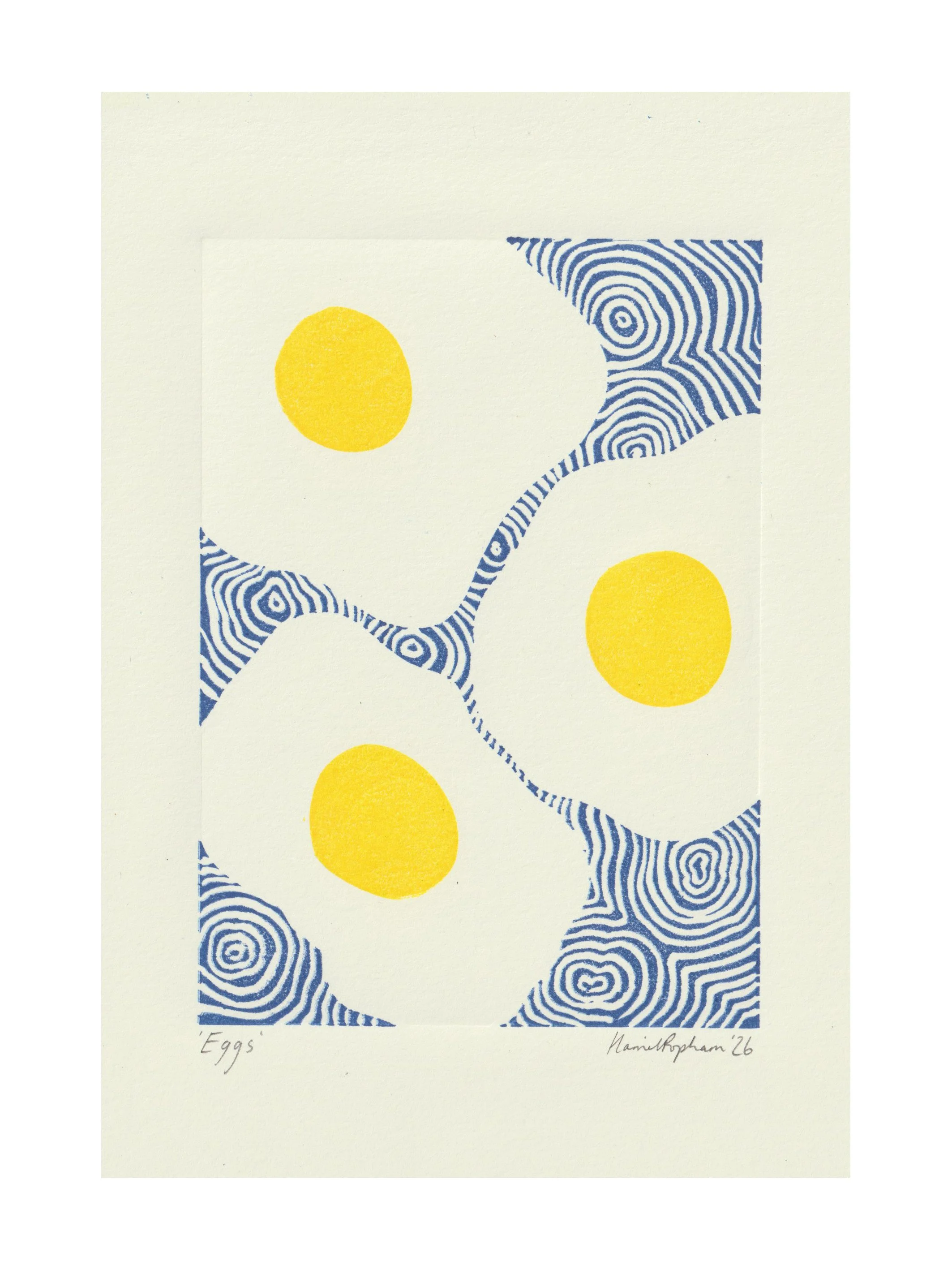 Eggs / A5 / Hand Printed Lino