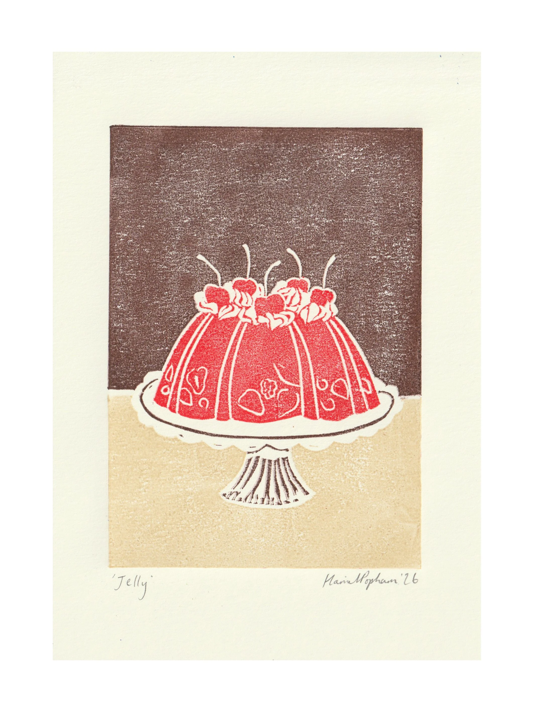 Jelly / A5 / Hand Printed Lino Print