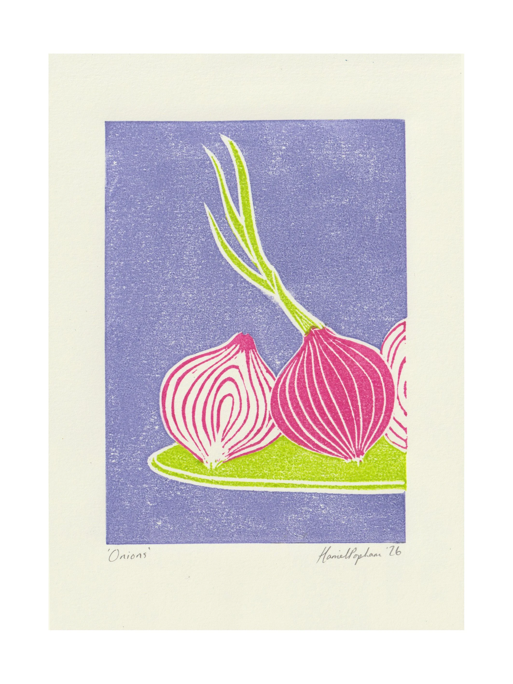 Onions / A5 / Hand Printed Lino