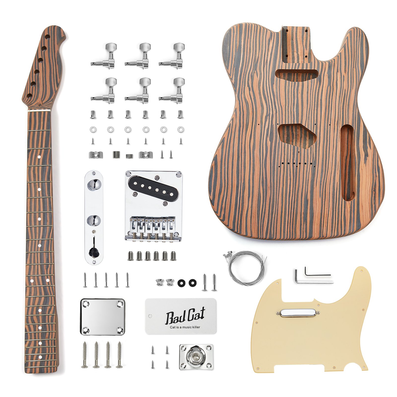 Bad Cat Instruments 6 Strings Solid Zebrawood TL Style Electric Guitar  Builder Kit — BAD CAT INSTRUMENTS