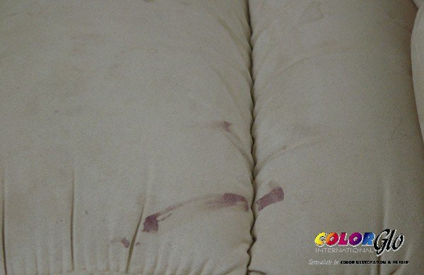 Example of stained and damaged fabric. 