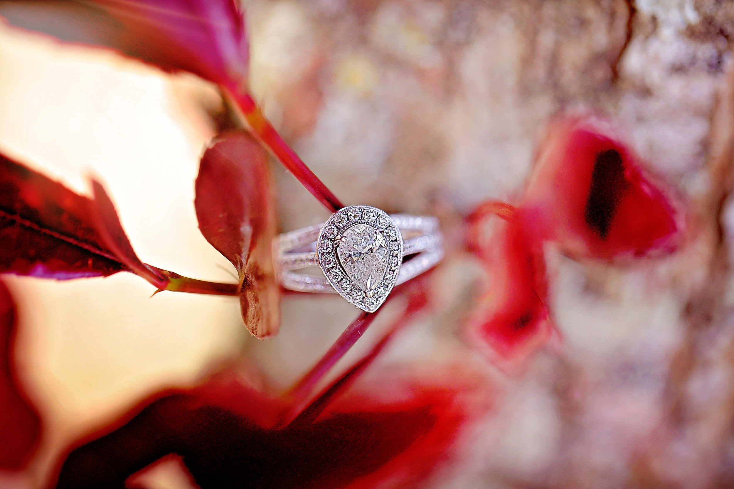 Exquisite pear shape diamond engagement ring!
