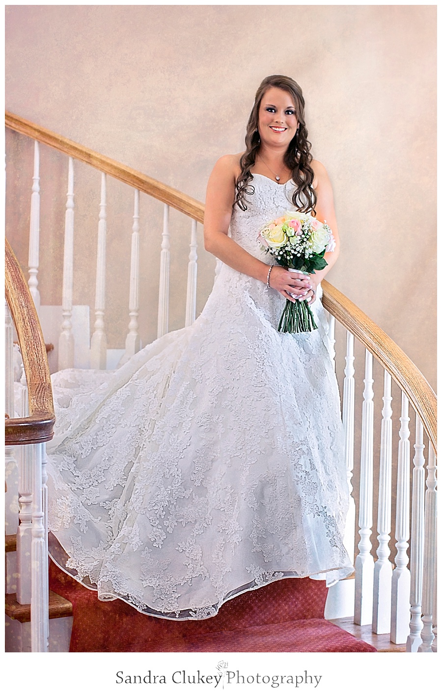 Beautiful Bride on Stairs at Whitestone Inn