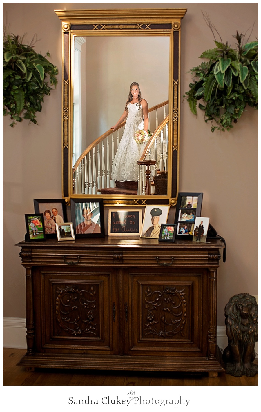 Bride in Mirror with Memorial Table at Whitestone Inn Wedding