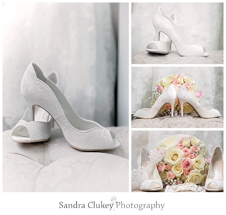 Bridal Bouquet and Shoes at Whitestone Inn Wedding