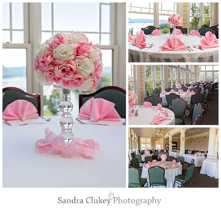 Pink and White Reception Table