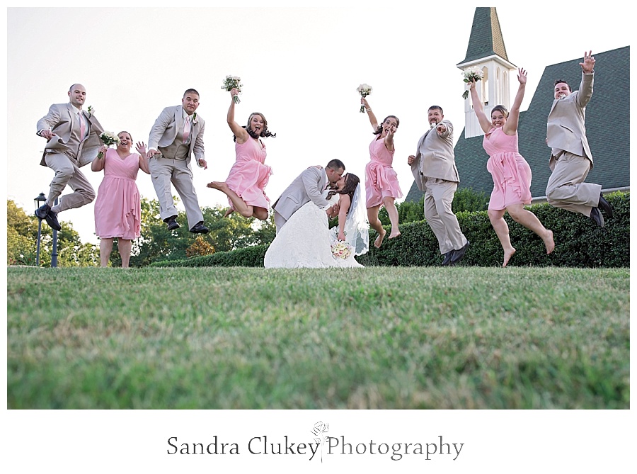 Jumping High with Bride and Groom