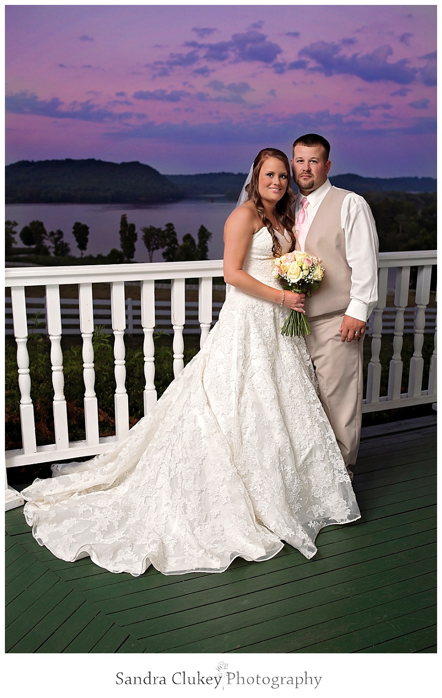 Beautiful Sunset with Bride and Groom