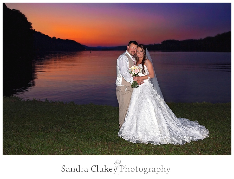 Whitestone Inn Wedding with bride and groom at sunset  