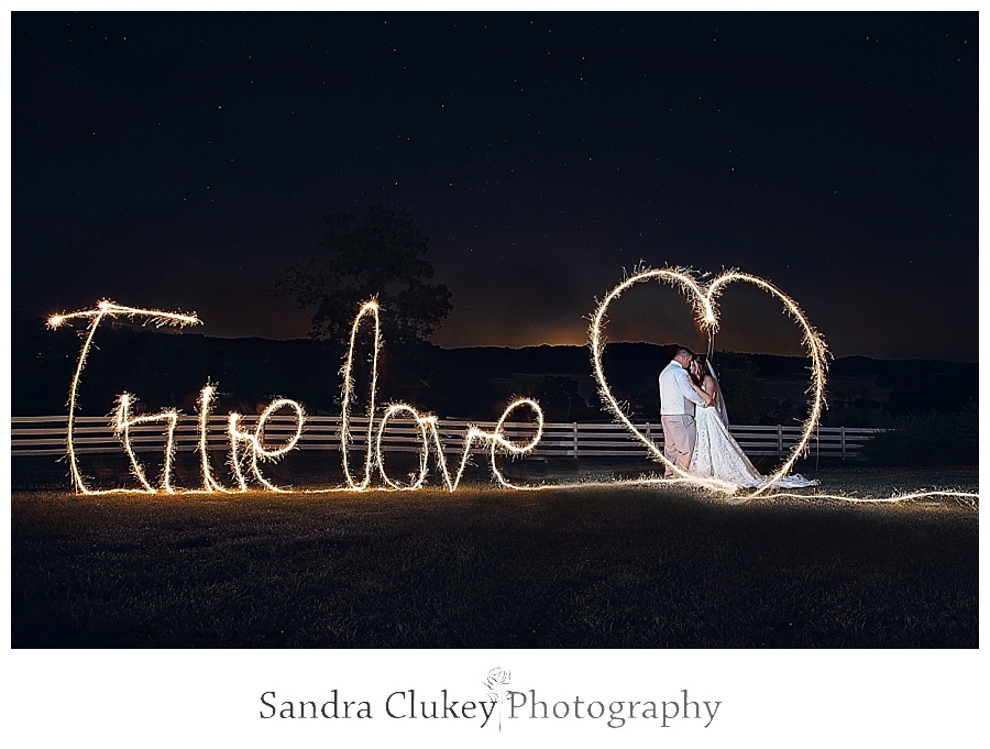 True Love Sparkler Writing at Whitestone Inn Wedding