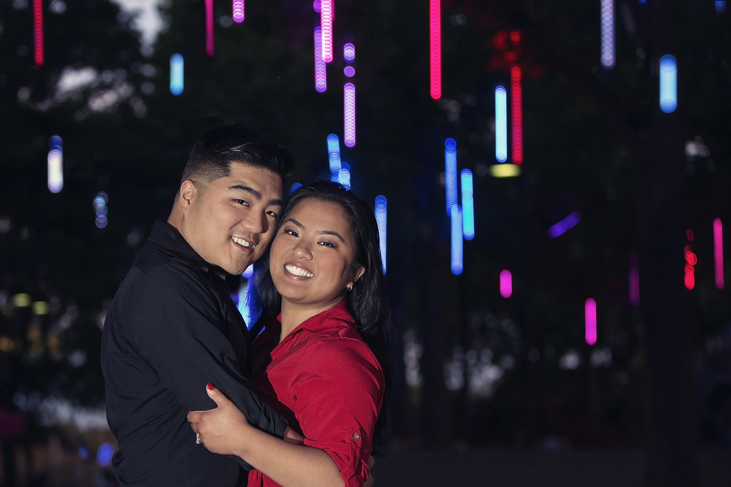 Love those Philadelphia lights engagement shoot!