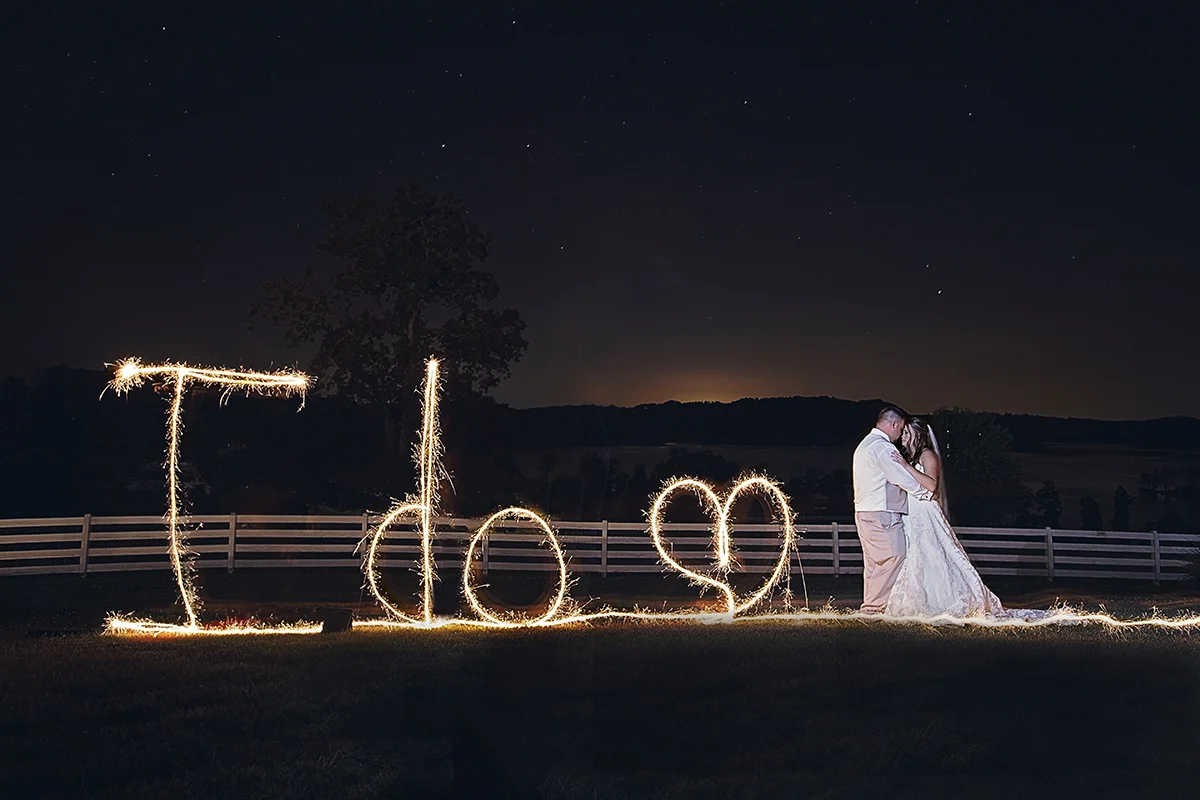 I Do Sparkler Writing at Whitestone Inn, Kingston TN