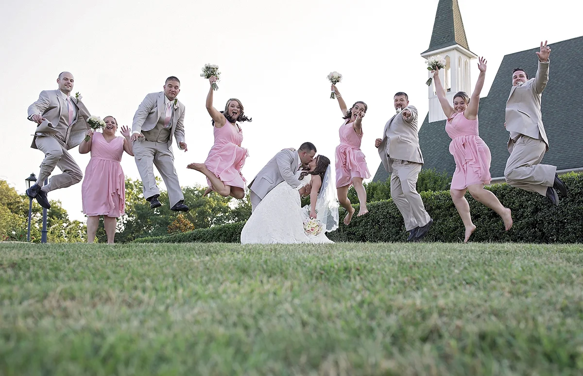 Bridal Party Jump at Whitestone Inn, Kingston TN