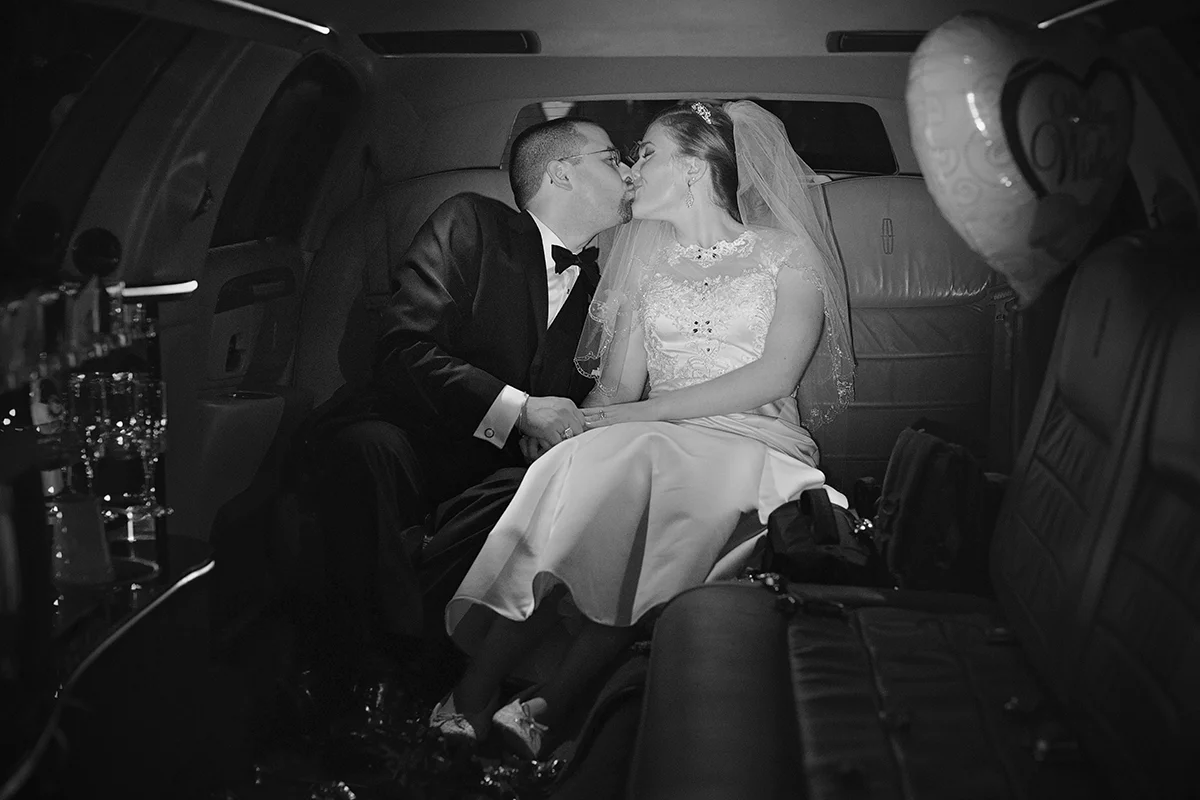 Bride and Groom In Limousine, Hampton VA