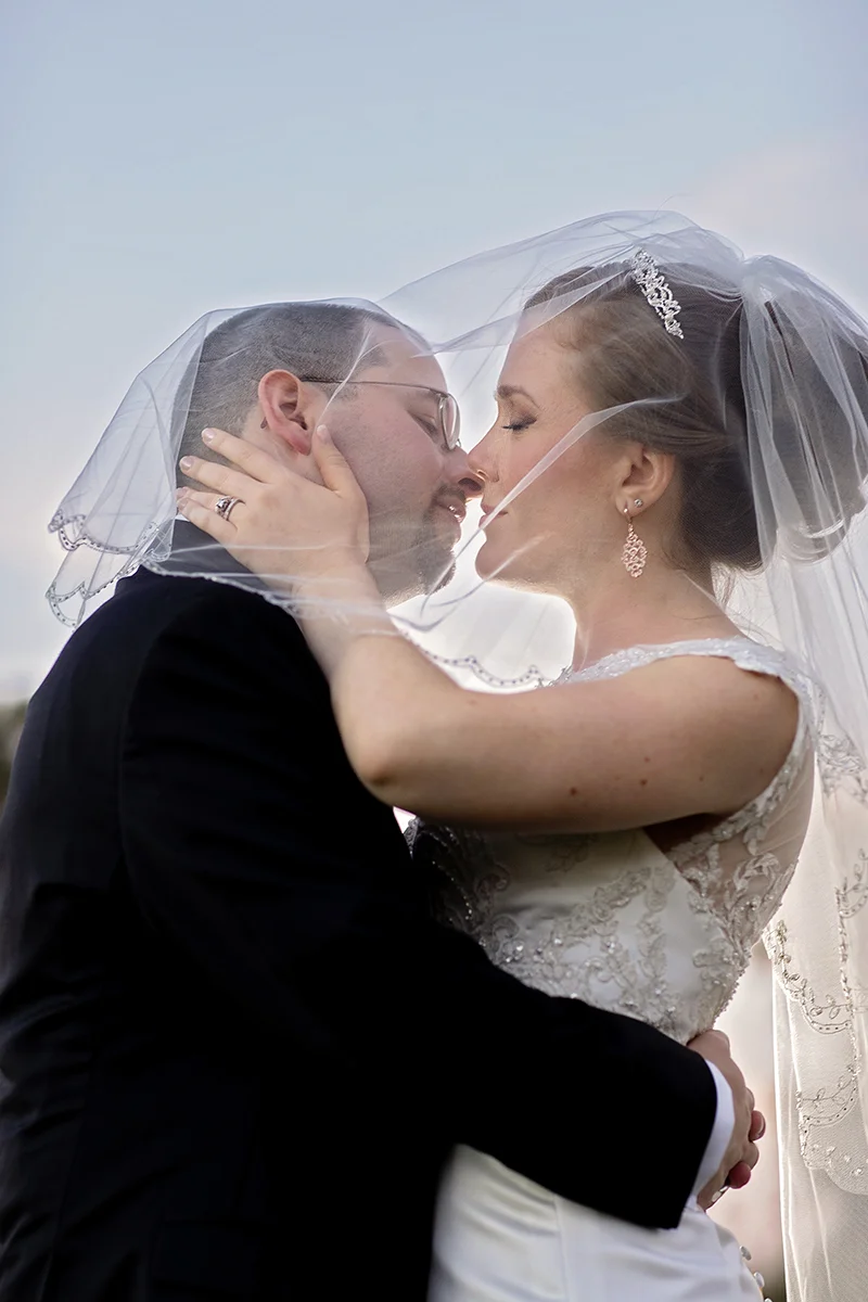 Bride and Groom Kiss, Hampton VA wedding
