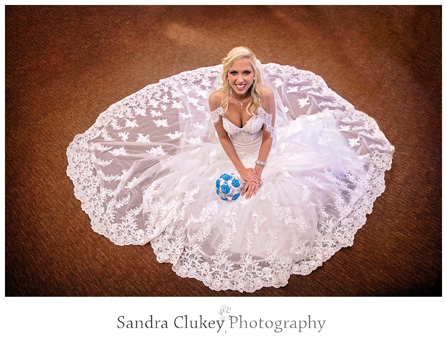 Stunning bride with blue bouquet