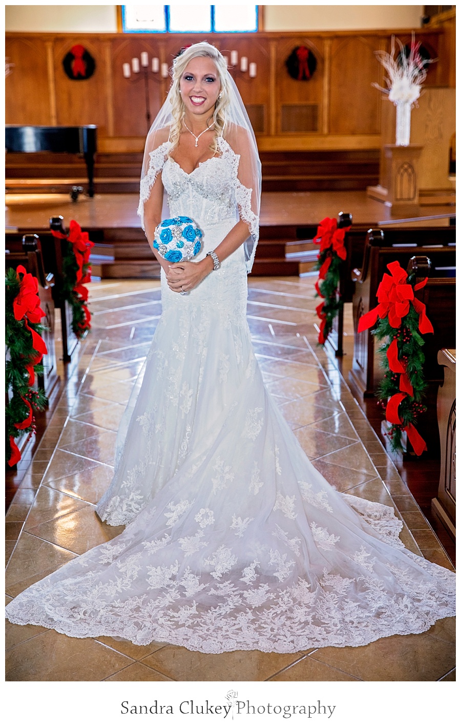 Dazzling bride in chapel