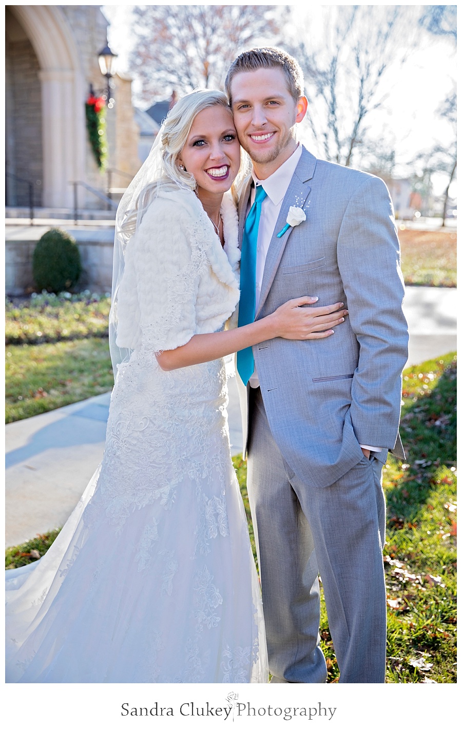 Precious Bride and Groom portrait in front of Chapel