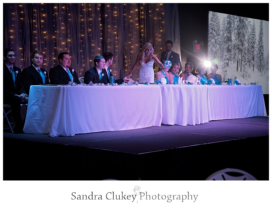 Wedding party table at reception