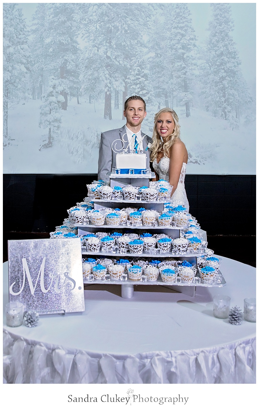 Bride and Groom with wedding cake