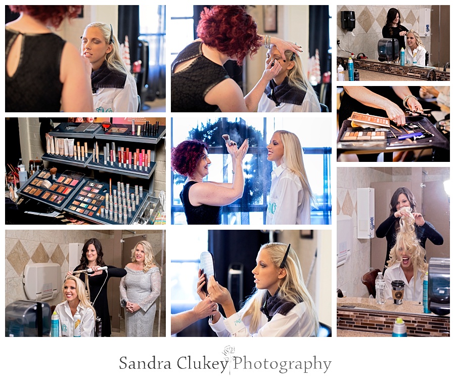 Bride getting makeup done