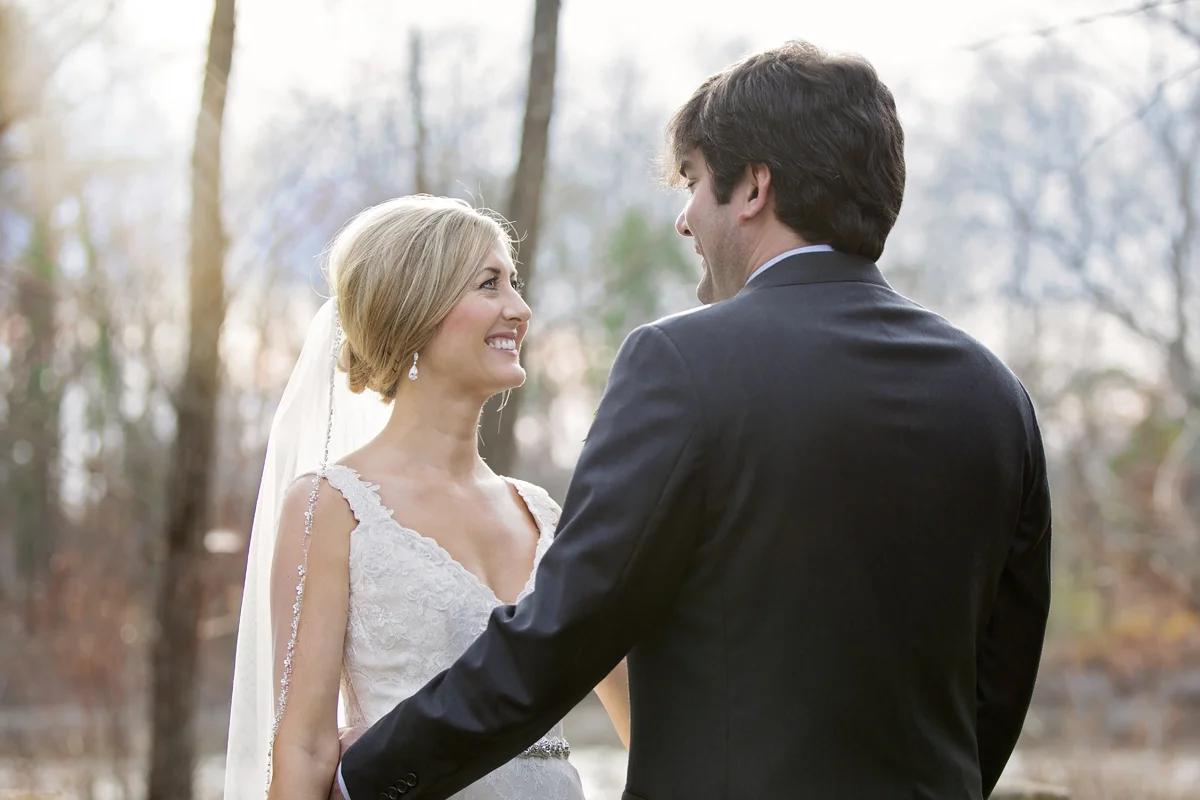 Bride and Groom at Sunset at Fillauer Lake House