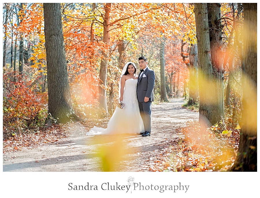 Magical first look with couple on path