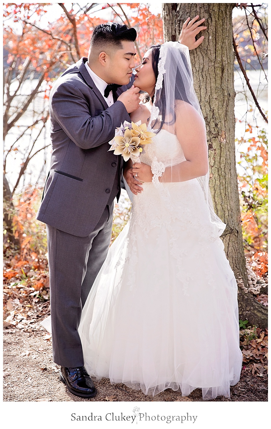 Passionate couple during first look