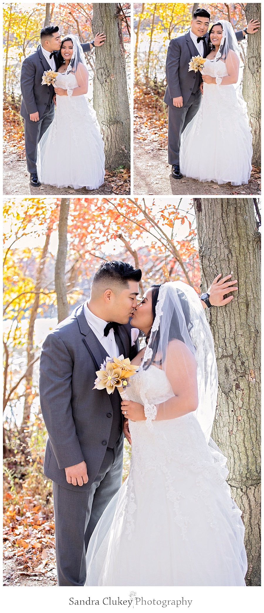 Playful moment of couple at first look