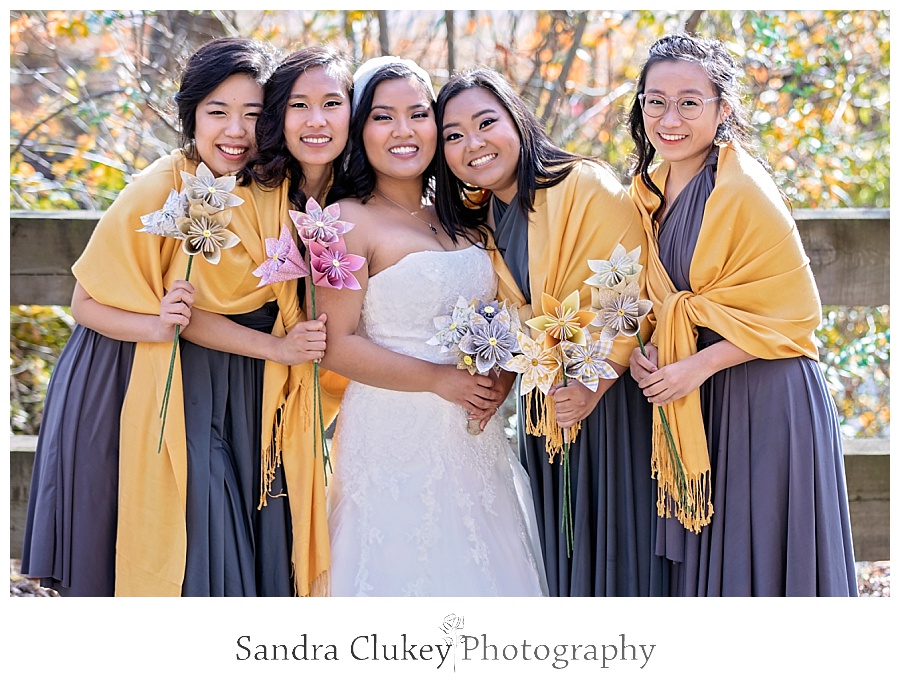 tender moment of bride with her girls