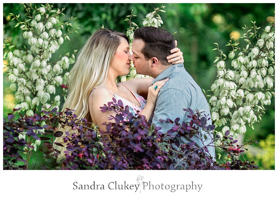 Romantic moment for couple in a garden