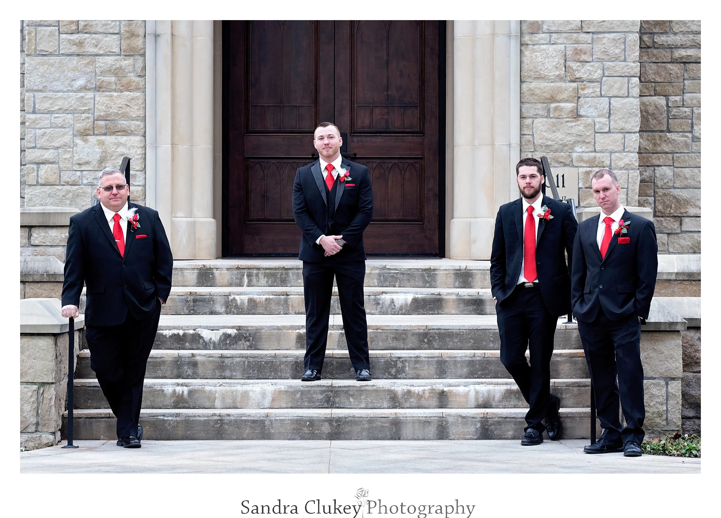 Striking groom and groomsmen